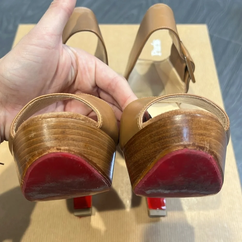 Christian Louboutin Tan Platform Heels 140mm